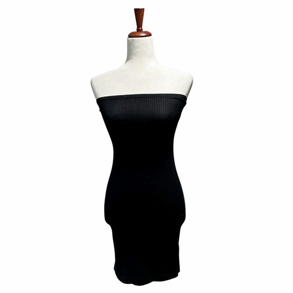 Reformation Strapless Dress XS Extra Small Black Ribbed Knit Mini Bodycon (15) - Picture 1 of 8
